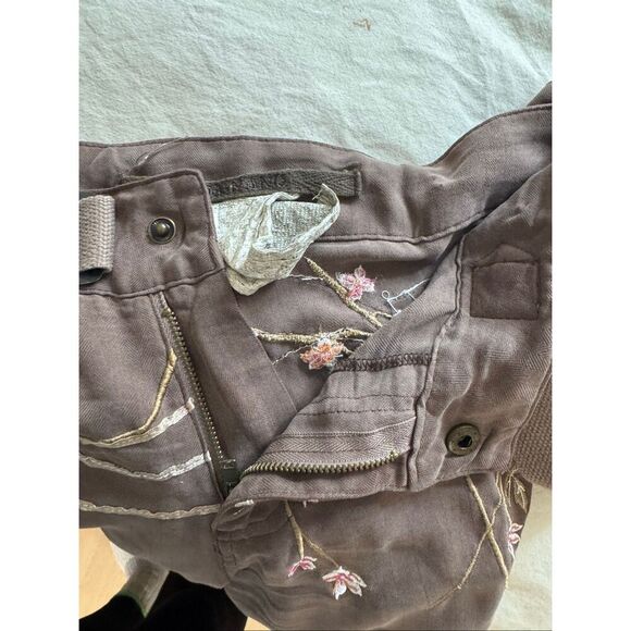 Da-Nang Pants Women Medium Brown Y2K Embroidered Floral Vintage Surplus Boho - Picture 10 of 10